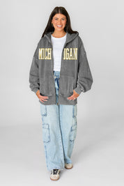 MICHIGAN WOLVERINES STATEMENT MODE VINTAGE WASH FULL UNISEX ZIP HOODIE