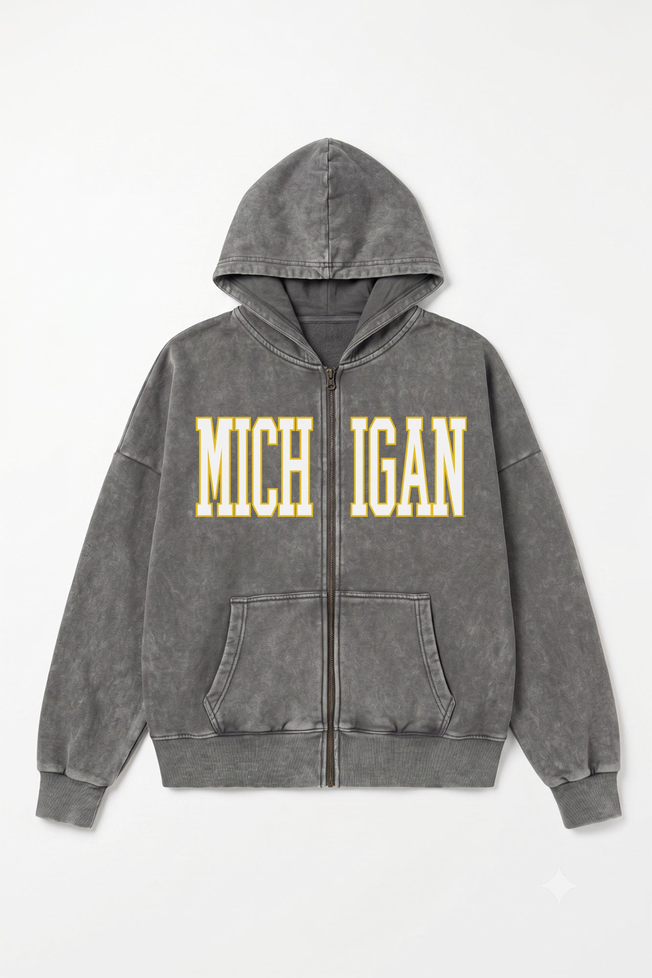 MICHIGAN WOLVERINES STATEMENT MODE VINTAGE WASH FULL UNISEX ZIP HOODIE