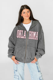 OKLAHOMA SOONERS STATEMENT MODE VINTAGE WASH FULL UNISEX ZIP HOODIE