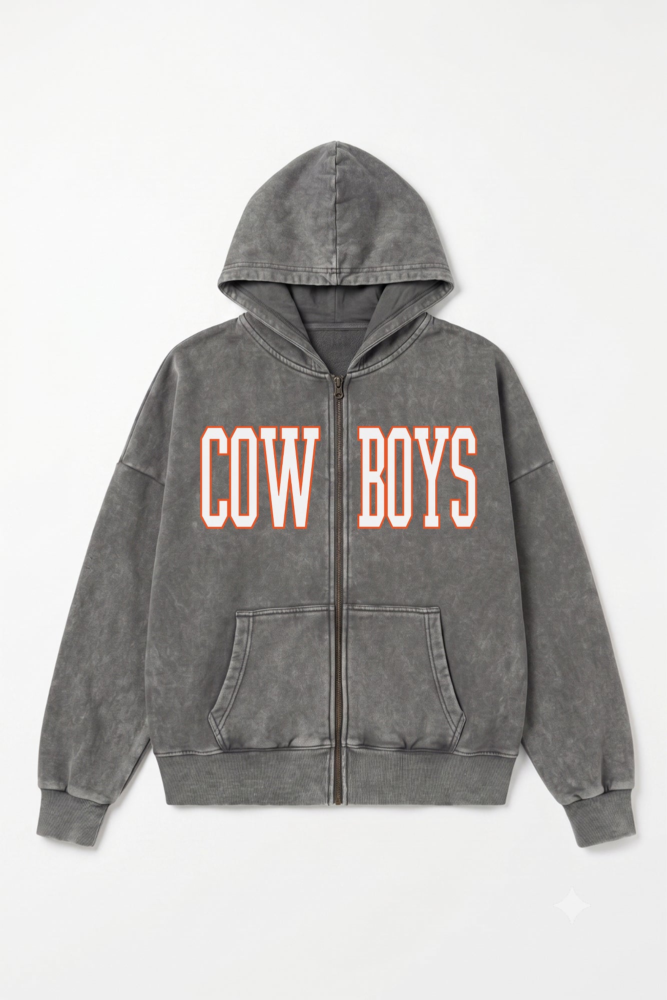 OKLAHOMA STATE COWBOYS STATEMENT MODE VINTAGE WASH FULL UNISEX ZIP HOODIE