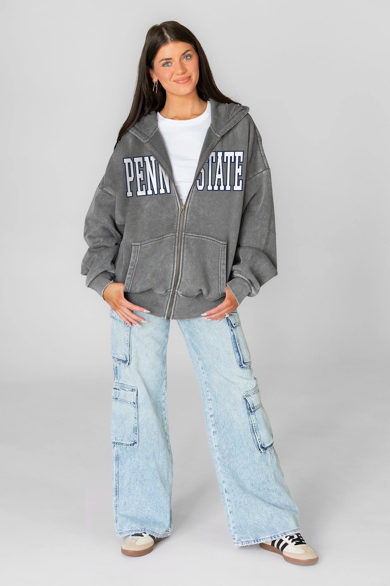 PENN STATE NITTANY LIONS STATEMENT MODE VINTAGE WASH FULL UNISEX ZIP HOODIE
