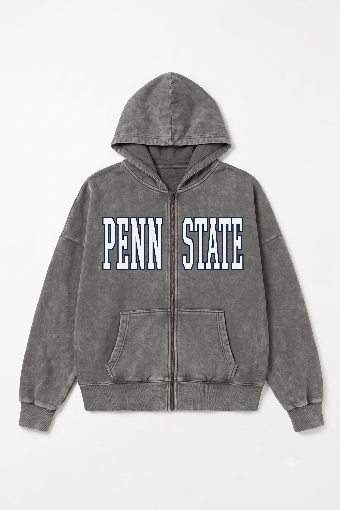 PENN STATE NITTANY LIONS STATEMENT MODE VINTAGE WASH FULL UNISEX ZIP HOODIE