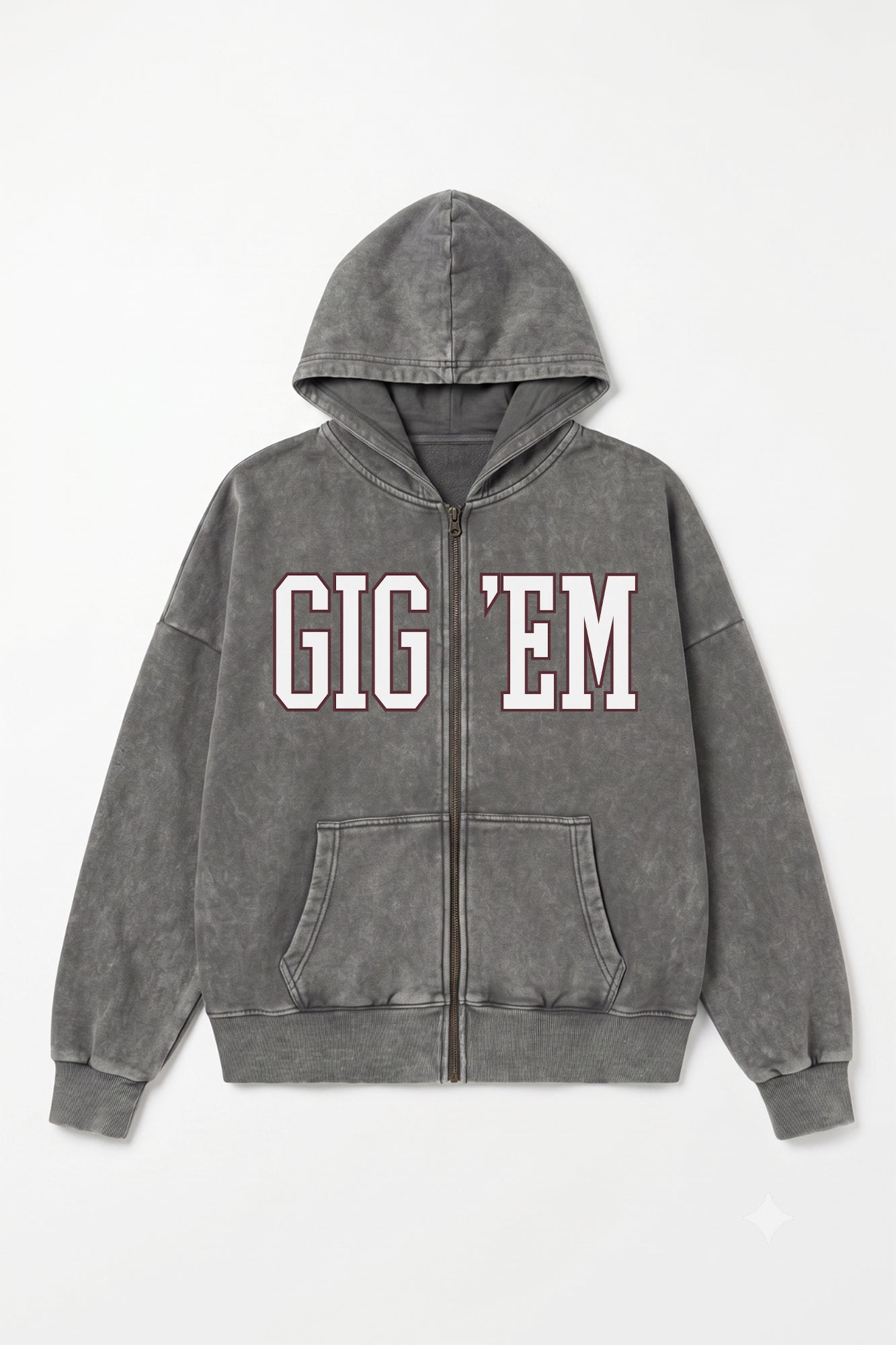 TEXAS A&M AGGIES STATEMENT MODE VINTAGE WASH FULL UNISEX ZIP HOODIE