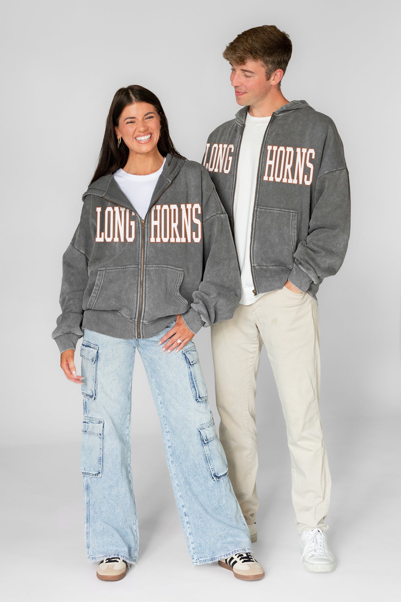 TEXAS LONGHORNS STATEMENT MODE VINTAGE WASH FULL UNISEX ZIP HOODIE