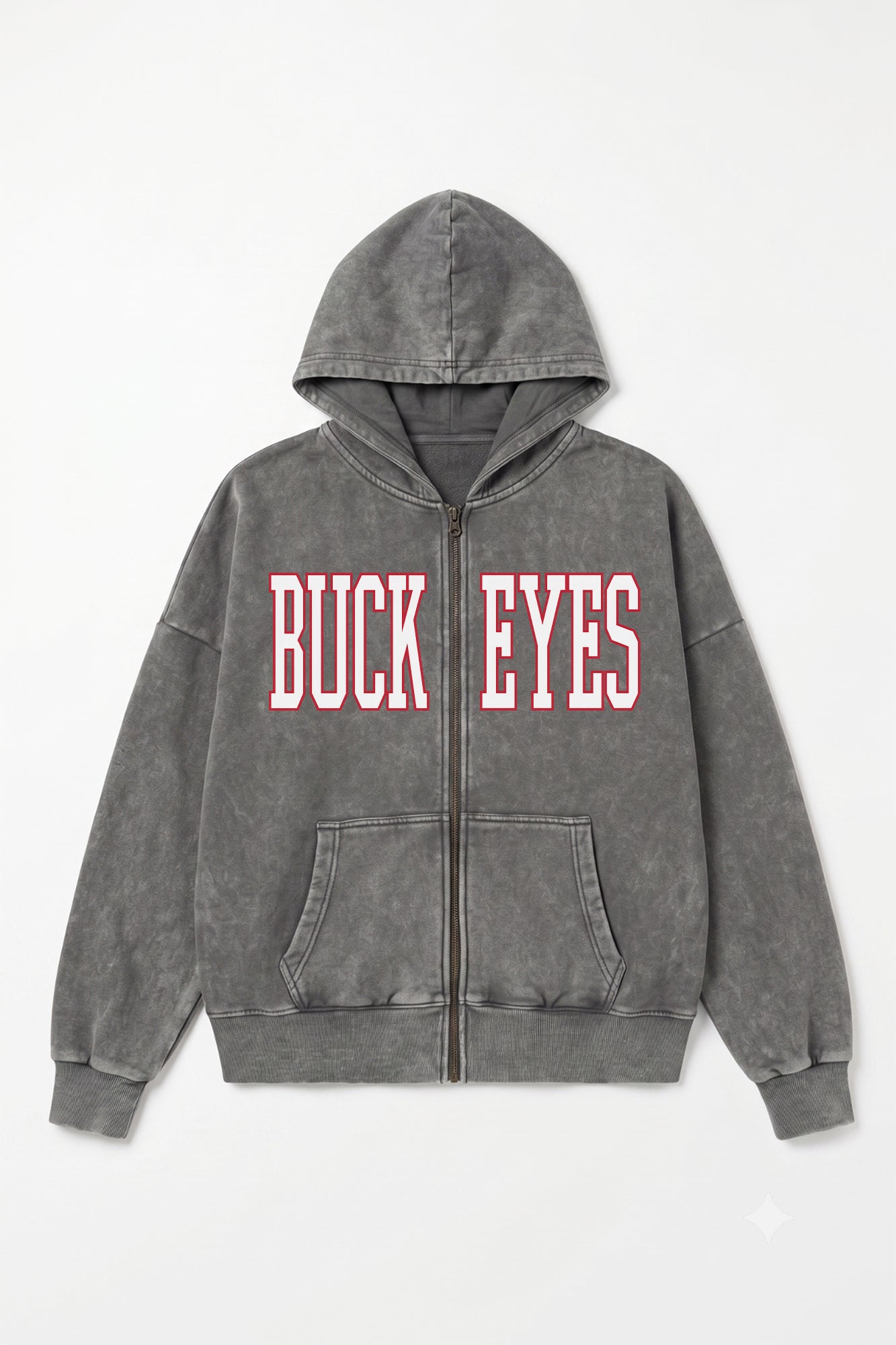 OHIO STATE BUCKEYES STATEMENT MODE VINTAGE WASH FULL UNISEX ZIP HOODIE