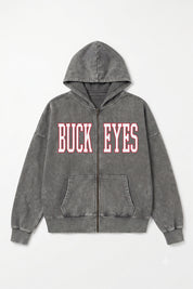 OHIO STATE BUCKEYES STATEMENT MODE VINTAGE WASH FULL UNISEX ZIP HOODIE