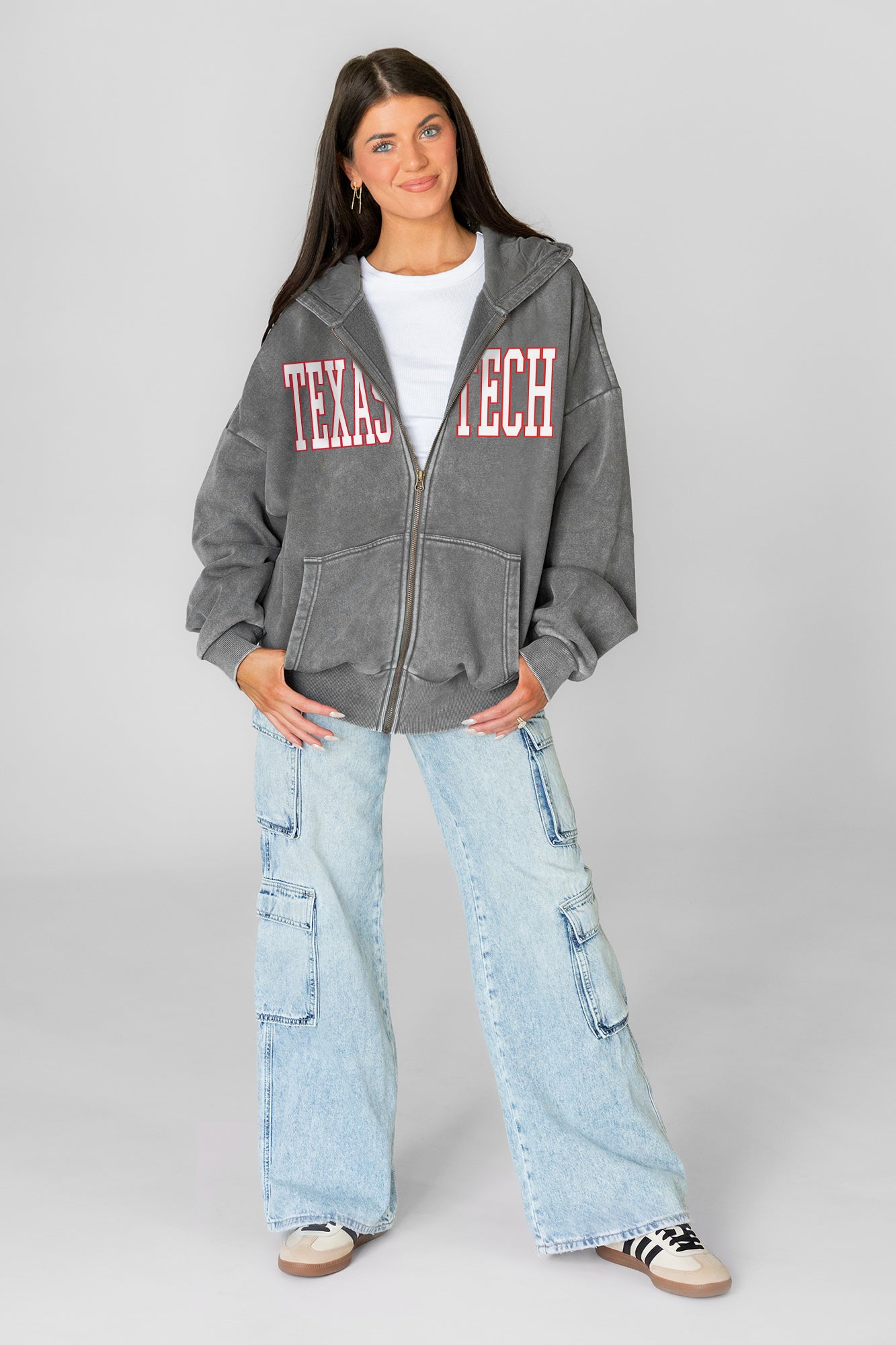 TEXAS TECH RED RAIDERS STATEMENT MODE VINTAGE WASH FULL UNISEX ZIP HOODIE