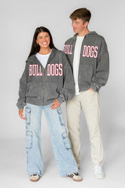 GEORGIA BULLDOGS STATEMENT MODE VINTAGE WASH FULL UNISEX ZIP HOODIE