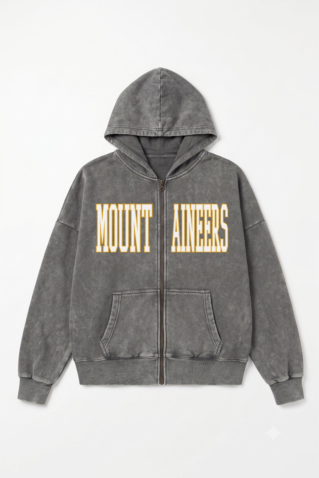 WEST VIRGINIA MOUNTAINEERS STATEMENT MODE VINTAGE WASH FULL UNISEX ZIP HOODIE