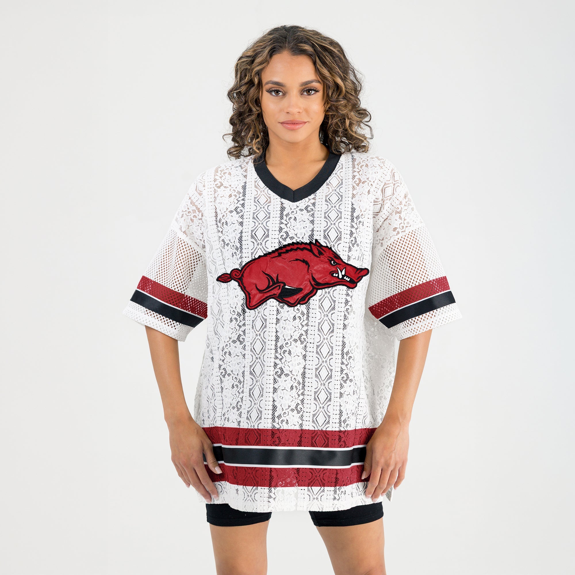 ARKANSAS RAZORBACKS HIGH NOTE LACE FASHION JERSEY