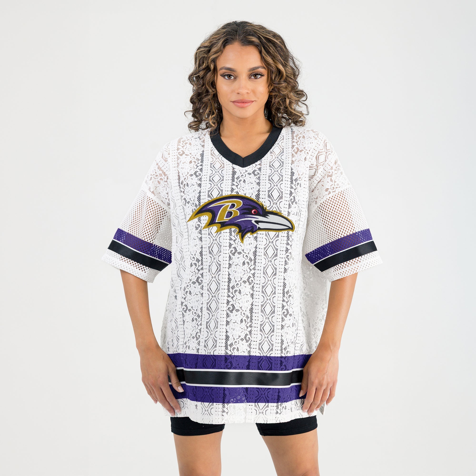 BALTIMORE RAVENS HIGH NOTE LACE FASHION TOP