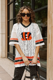 CINCINNATI BENGALS HIGH NOTE LACE FASHION TOP
