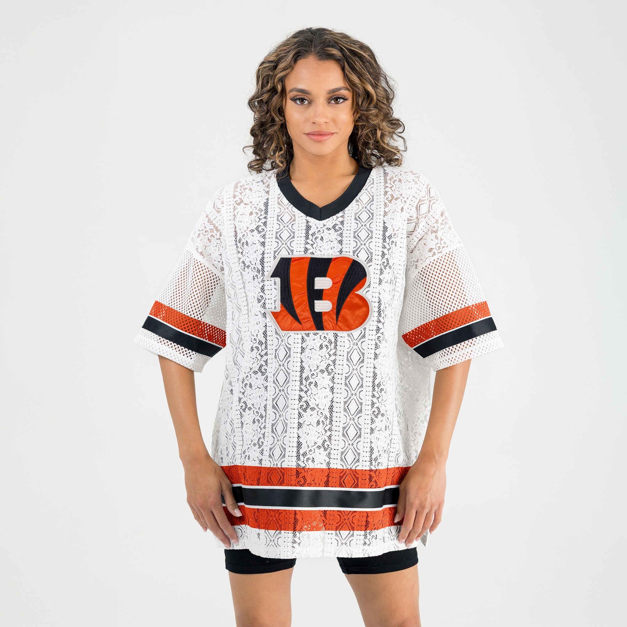 CINCINNATI BENGALS HIGH NOTE LACE FASHION TOP