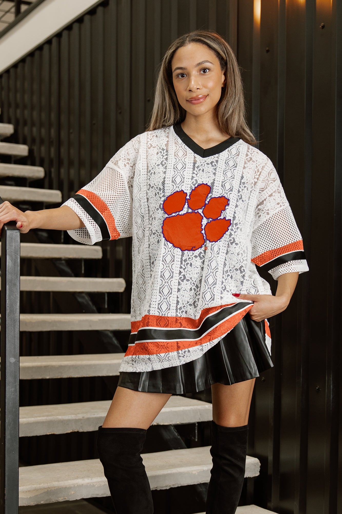 CLEMSON TIGERS HIGH NOTE LACE FASHION JERSEY