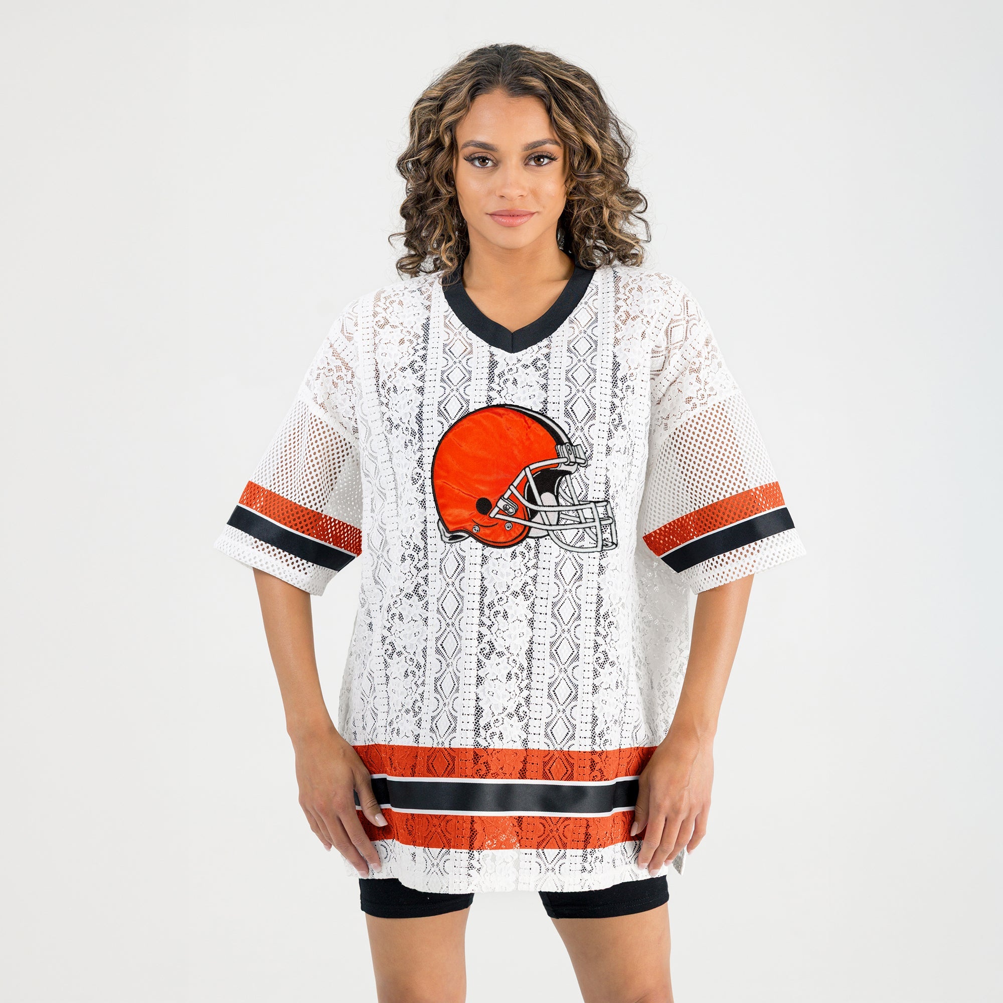 CLEVELAND BROWNS HIGH NOTE LACE FASHION TOP