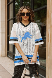 DETROIT LIONS HIGH NOTE LACE FASHION TOP