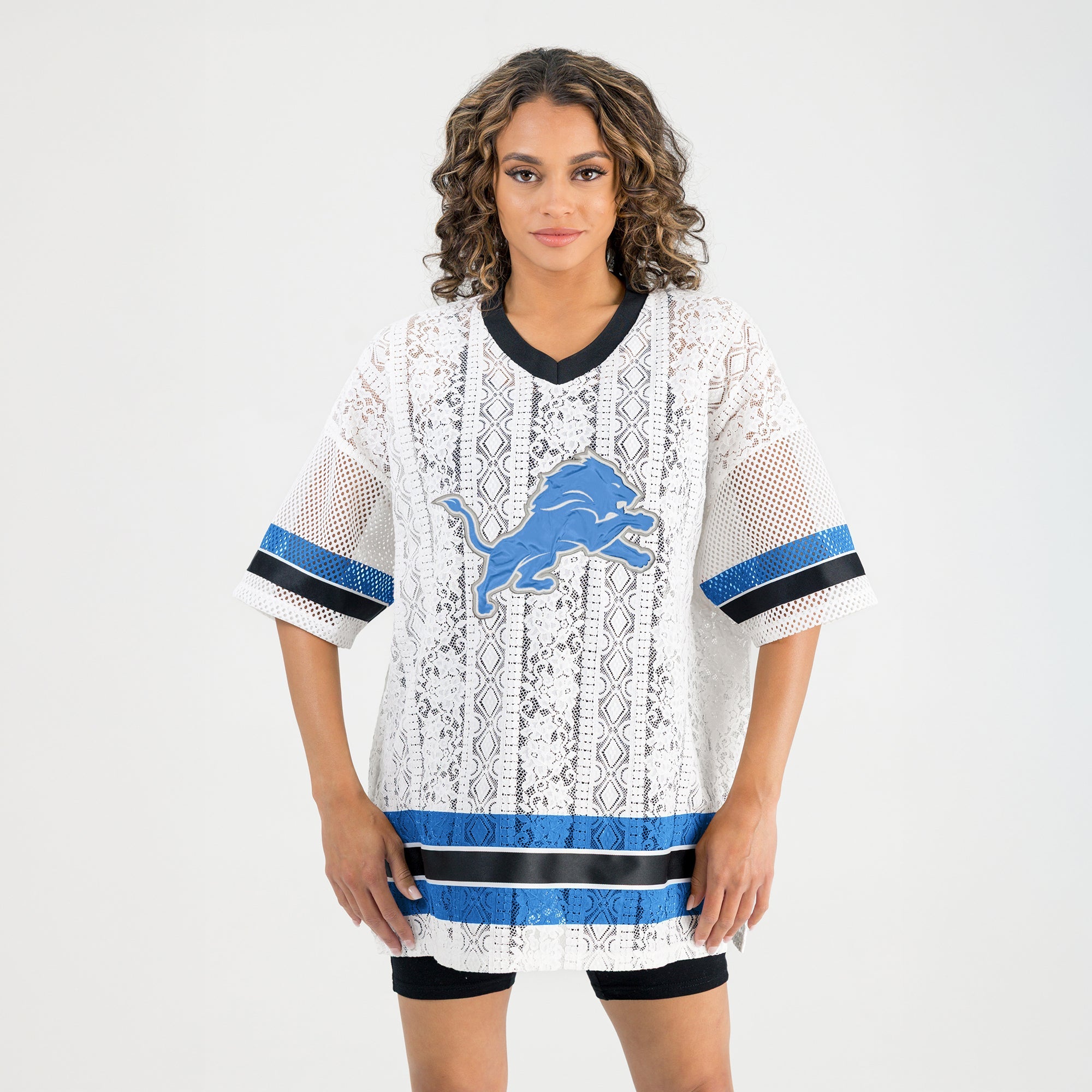 DETROIT LIONS HIGH NOTE LACE FASHION TOP