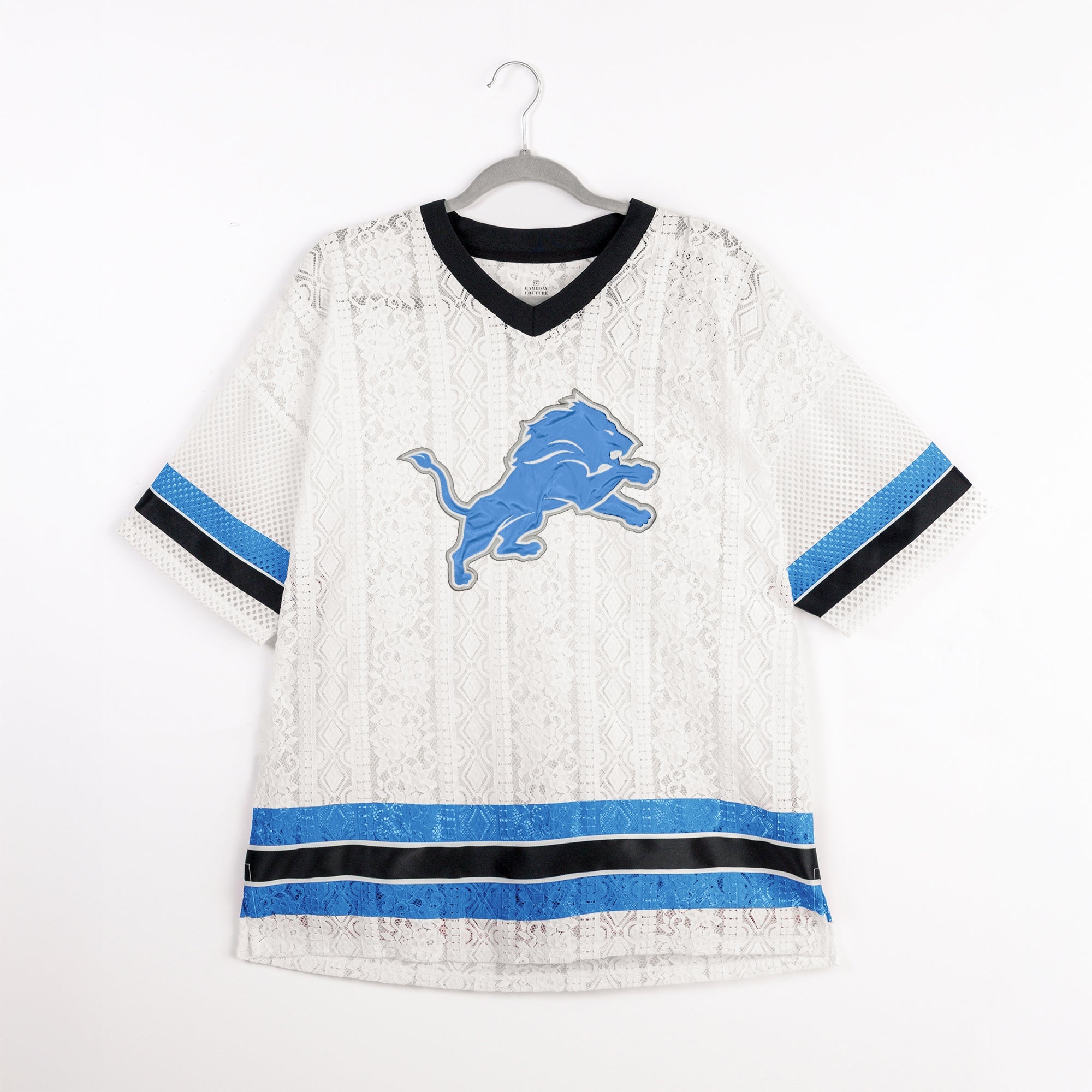 DETROIT LIONS HIGH NOTE LACE FASHION TOP