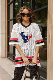 HOUSTON TEXANS HIGH NOTE LACE FASHION TOP