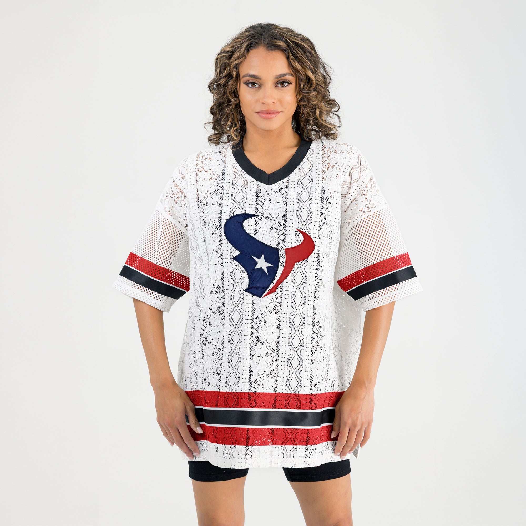 HOUSTON TEXANS HIGH NOTE LACE FASHION TOP