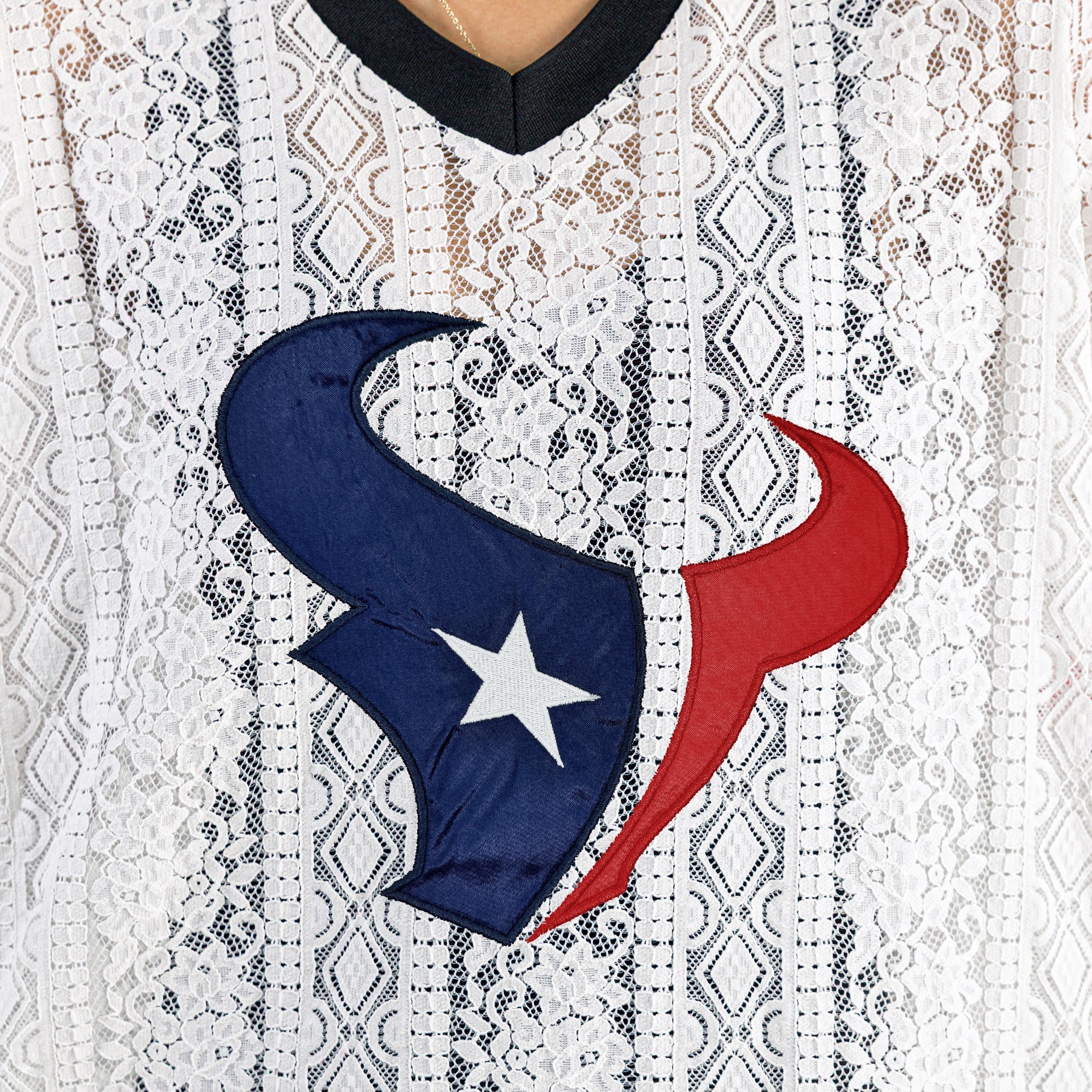 HOUSTON TEXANS HIGH NOTE LACE FASHION TOP