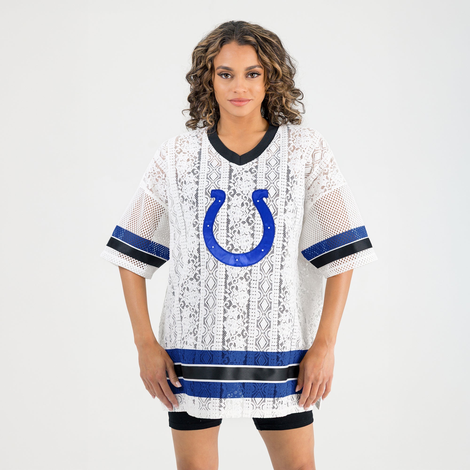 INDIANAPOLIS COLTS HIGH NOTE LACE FASHION TOP
