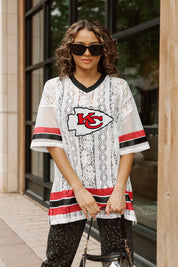 KANSAS CITY CHIEFS HIGH NOTE LACE FASHION TOP