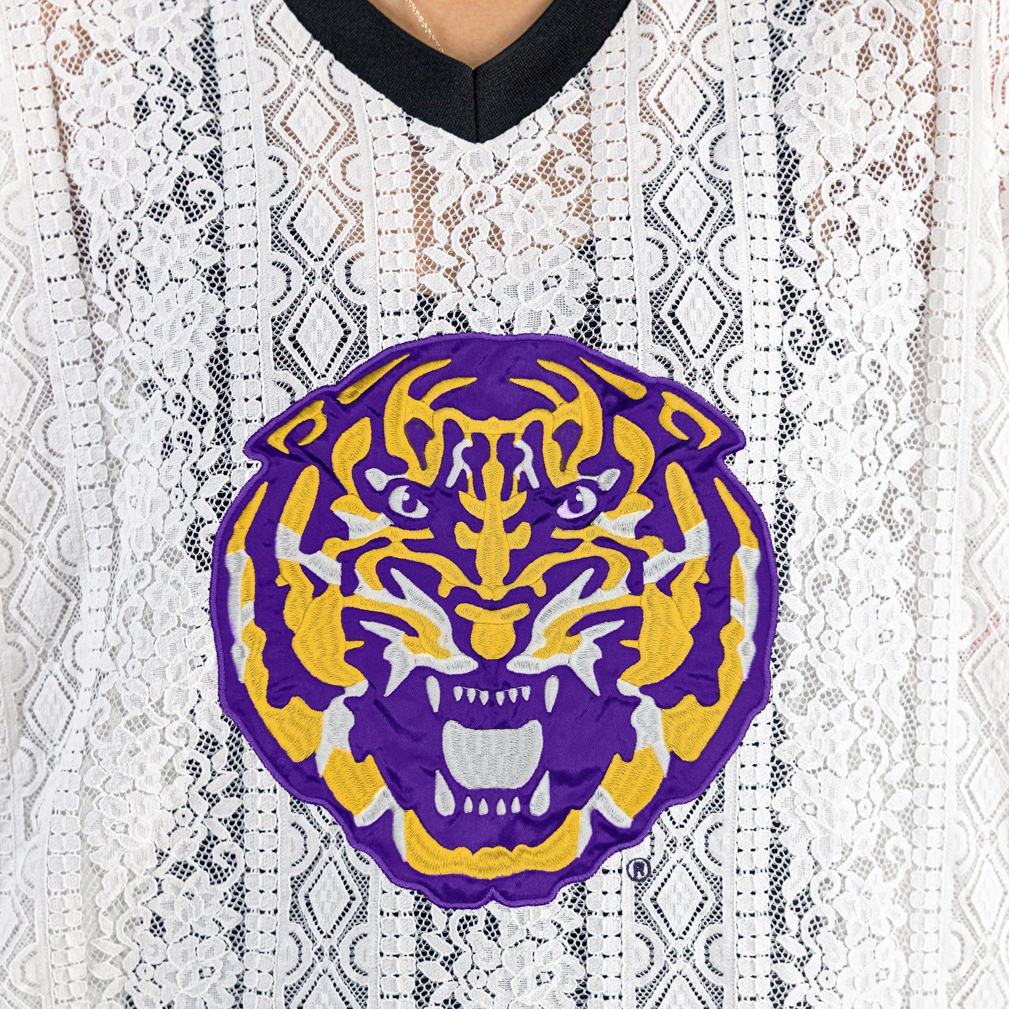 LSU TIGERS HIGH NOTE LACE FASHION JERSEY
