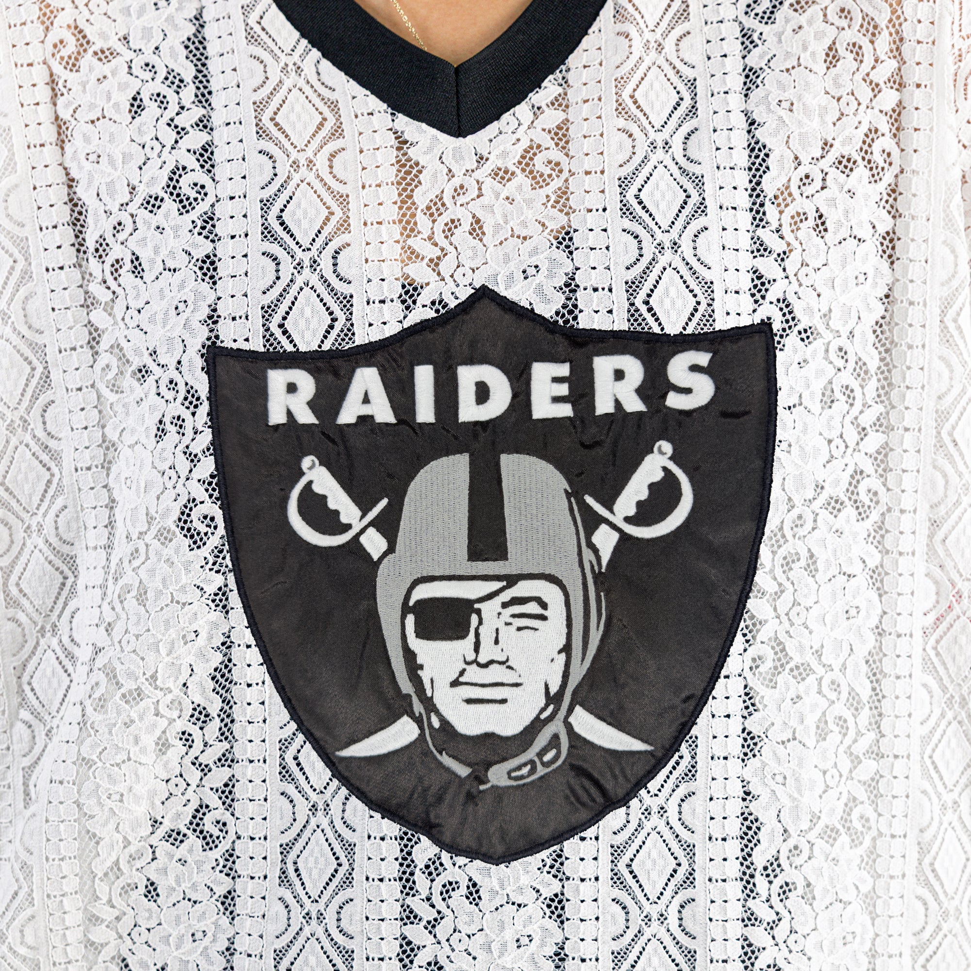 LAS VEGAS RAIDERS HIGH NOTE LACE FASHION TOP
