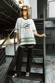 MIAMI DOLPHINS HIGH NOTE LACE FASHION TOP