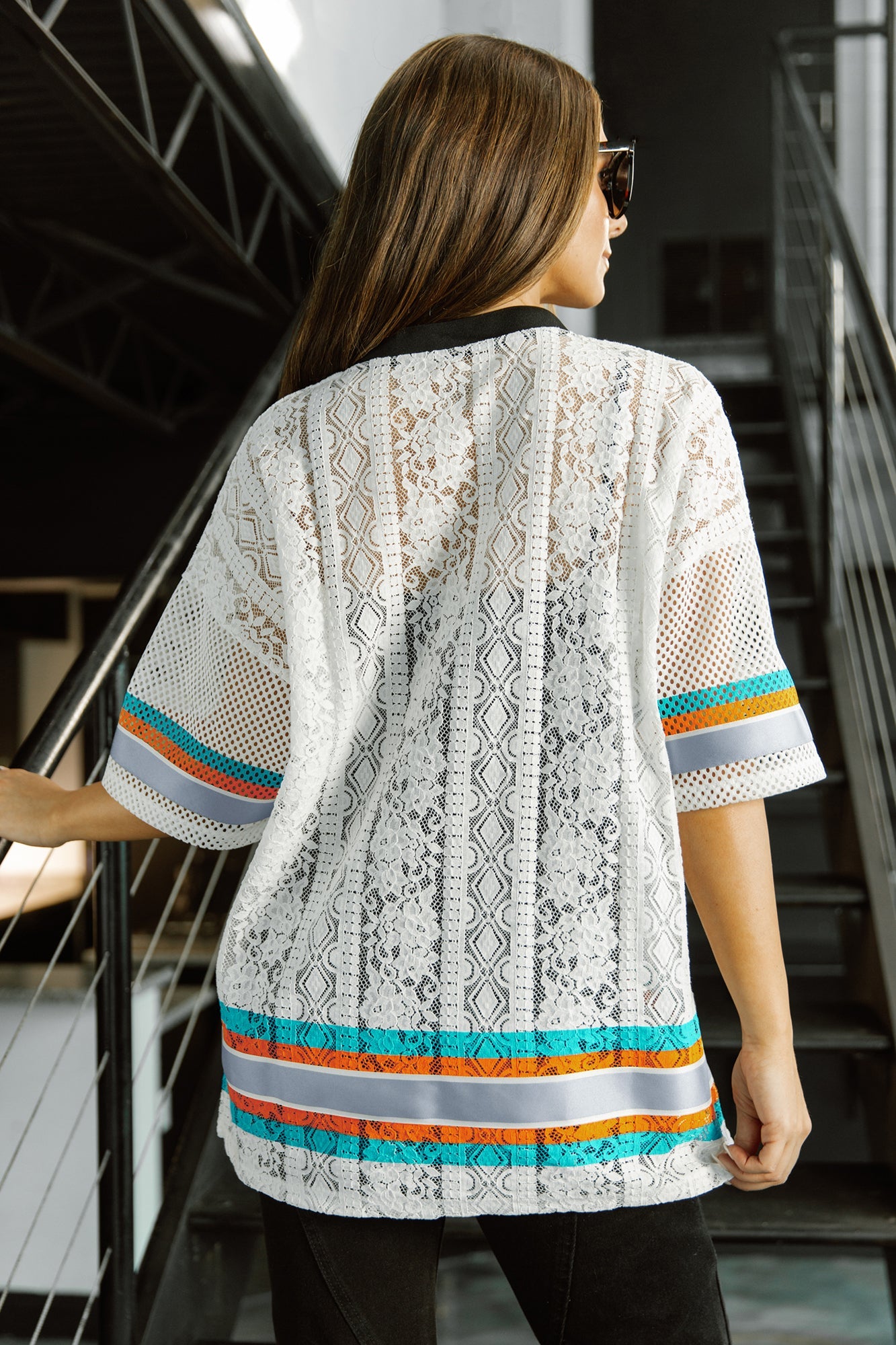 MIAMI DOLPHINS HIGH NOTE LACE FASHION TOP