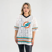 MIAMI DOLPHINS HIGH NOTE LACE FASHION TOP