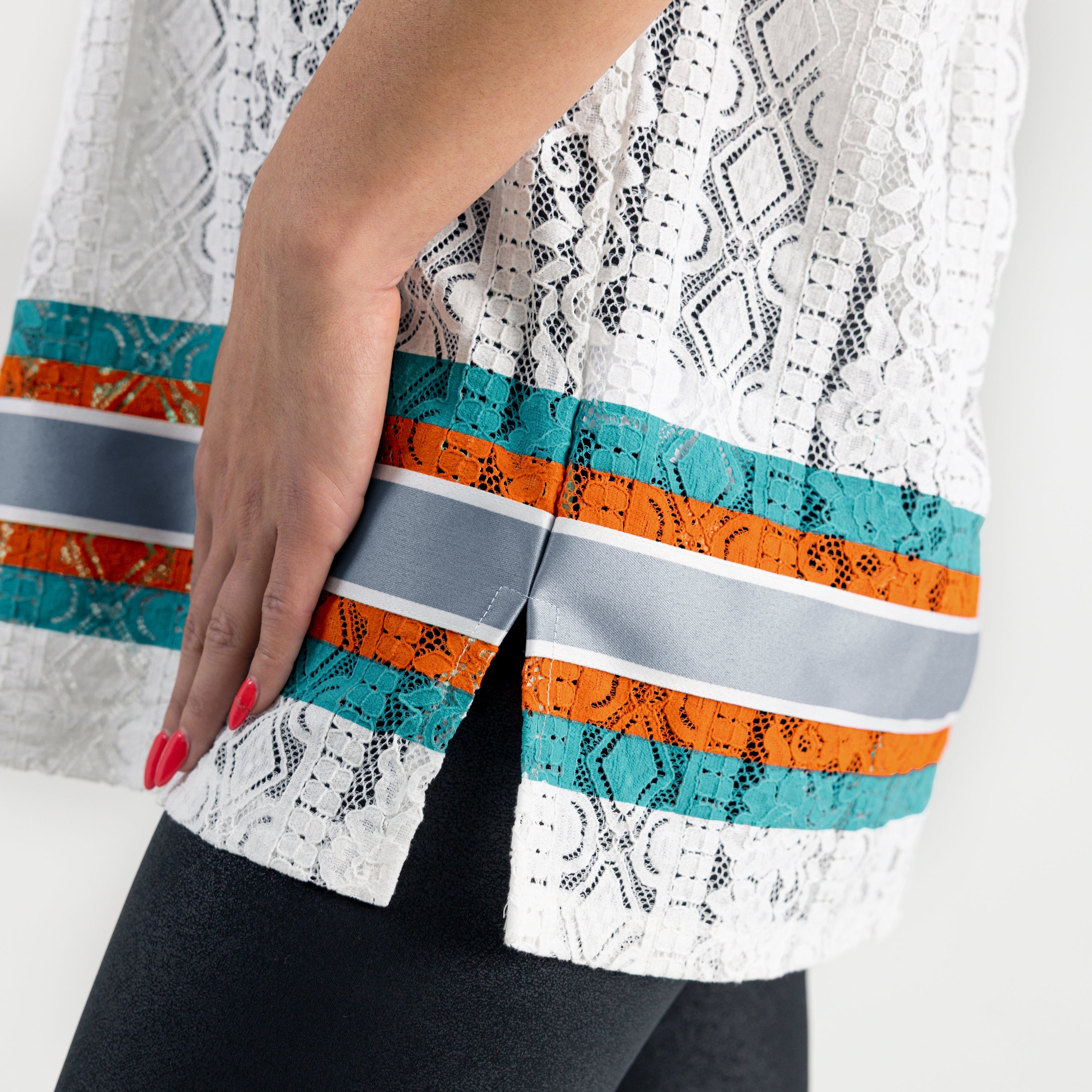 MIAMI DOLPHINS HIGH NOTE LACE FASHION TOP