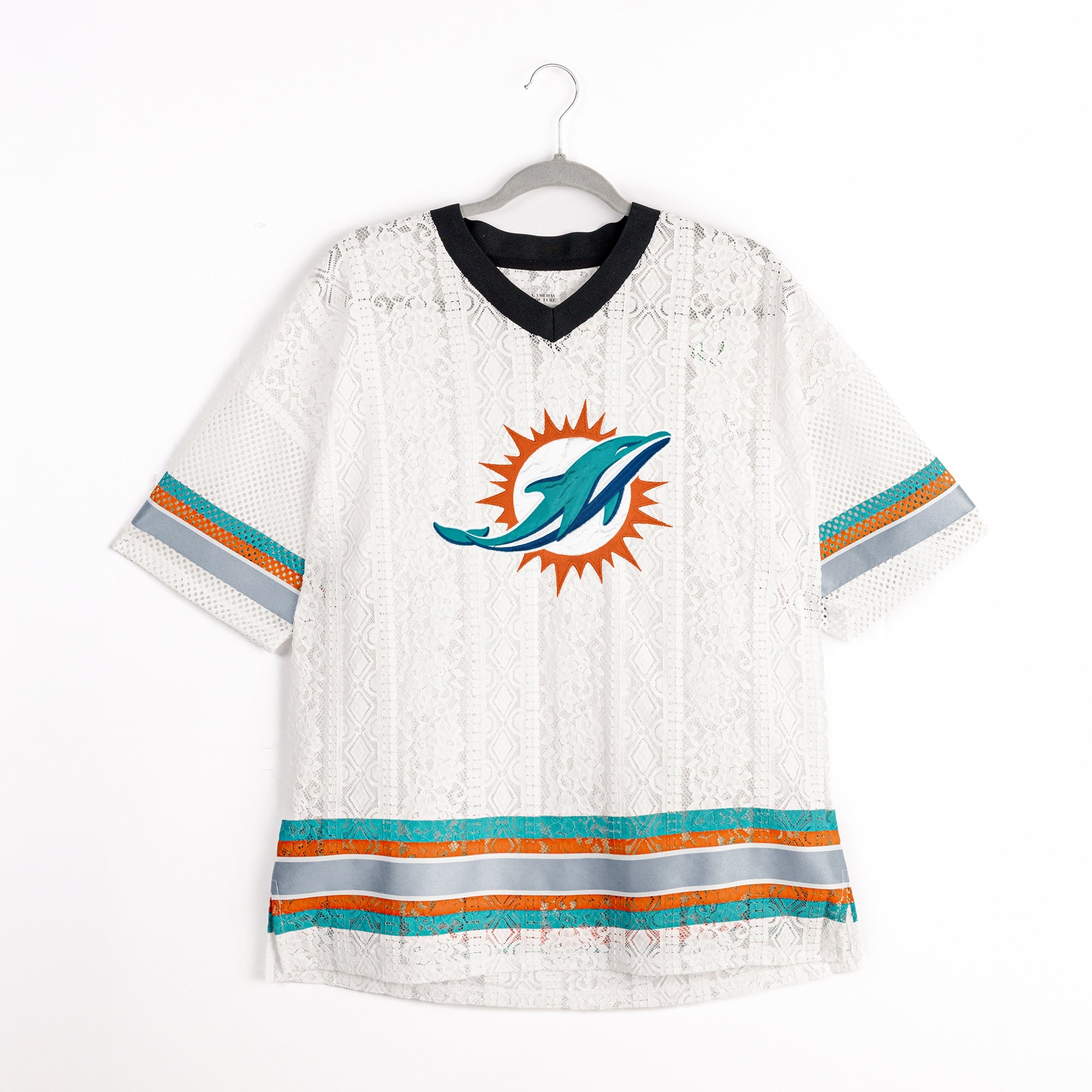 MIAMI DOLPHINS HIGH NOTE LACE FASHION TOP