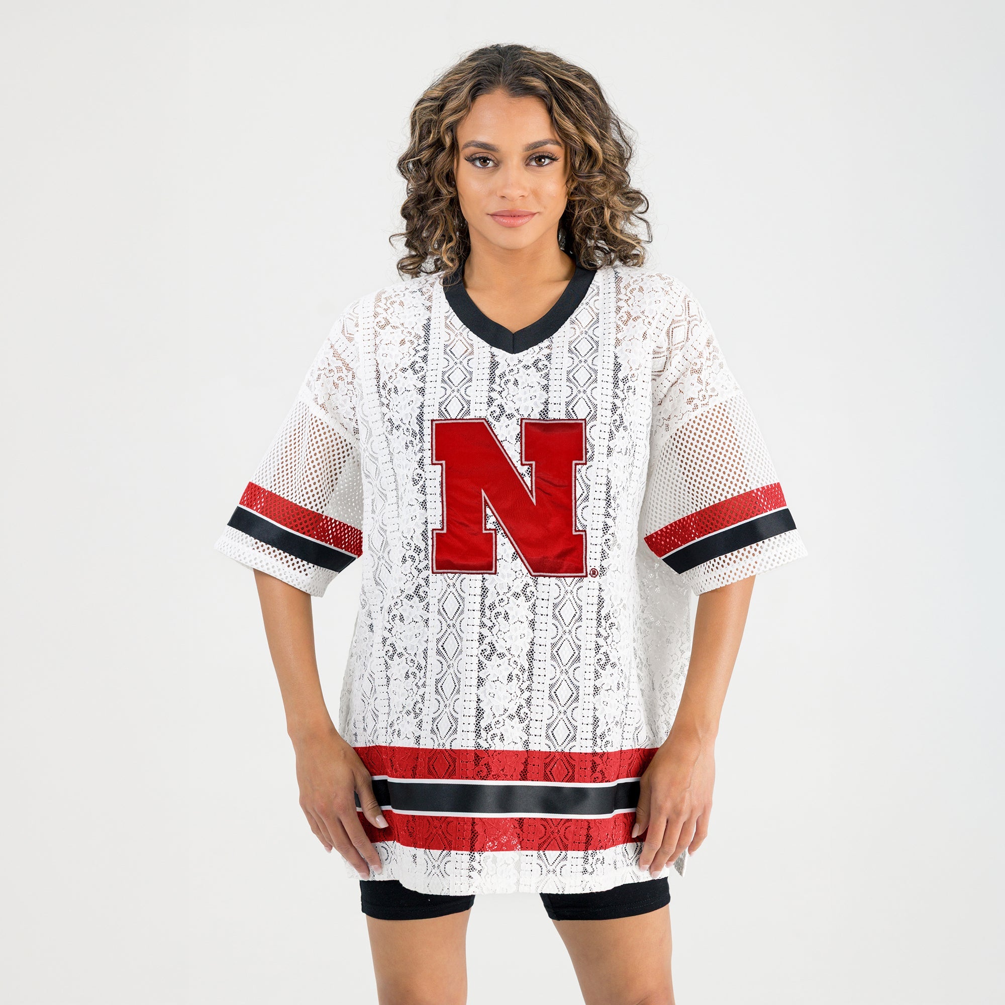 NEBRASKA CORNHUSKERS HIGH NOTE LACE FASHION JERSEY