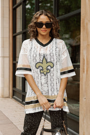 NEW ORLEANS SAINTS HIGH NOTE LACE FASHION TOP