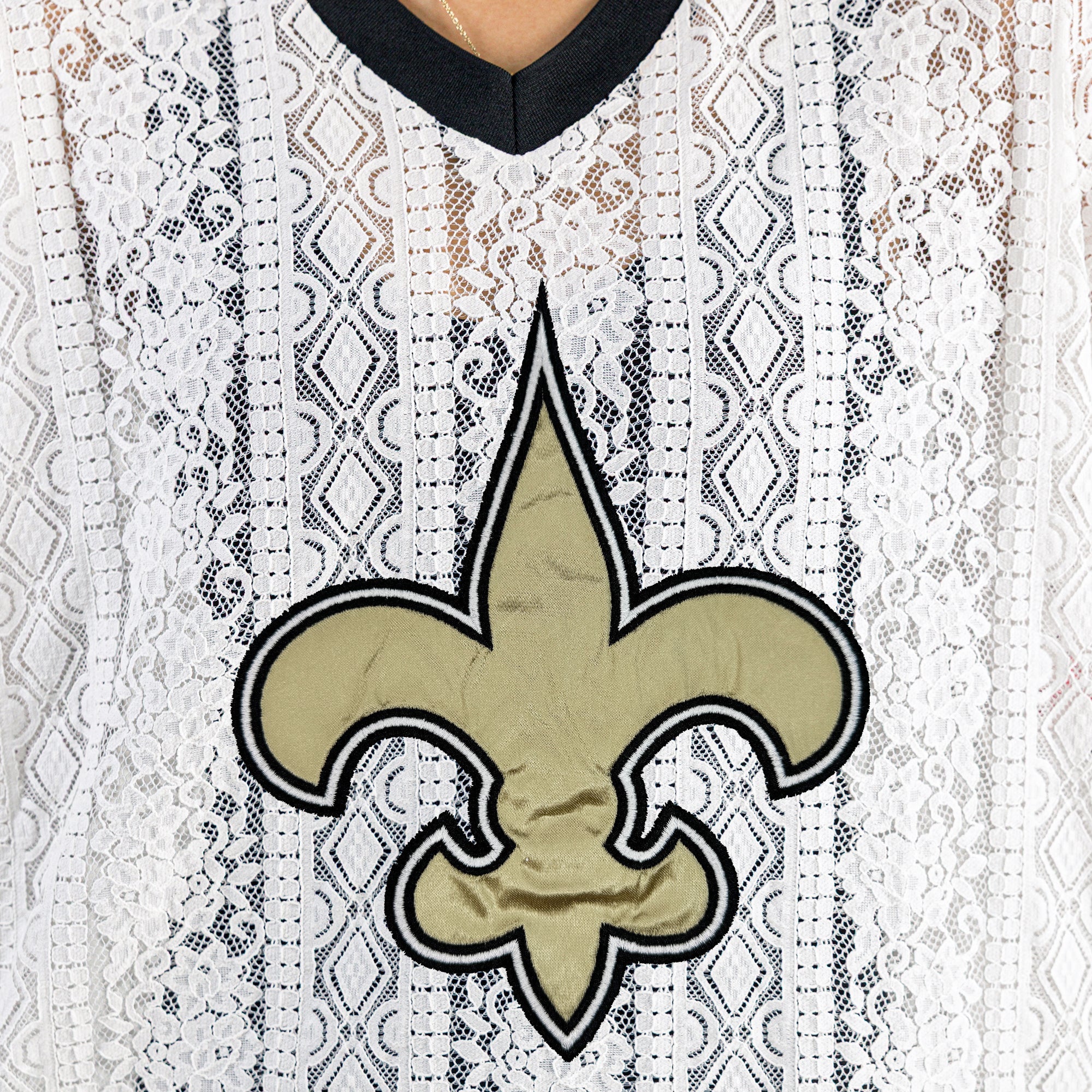 NEW ORLEANS SAINTS HIGH NOTE LACE FASHION TOP