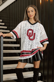 OKLAHOMA SOONERS HIGH NOTE LACE FASHION JERSEY