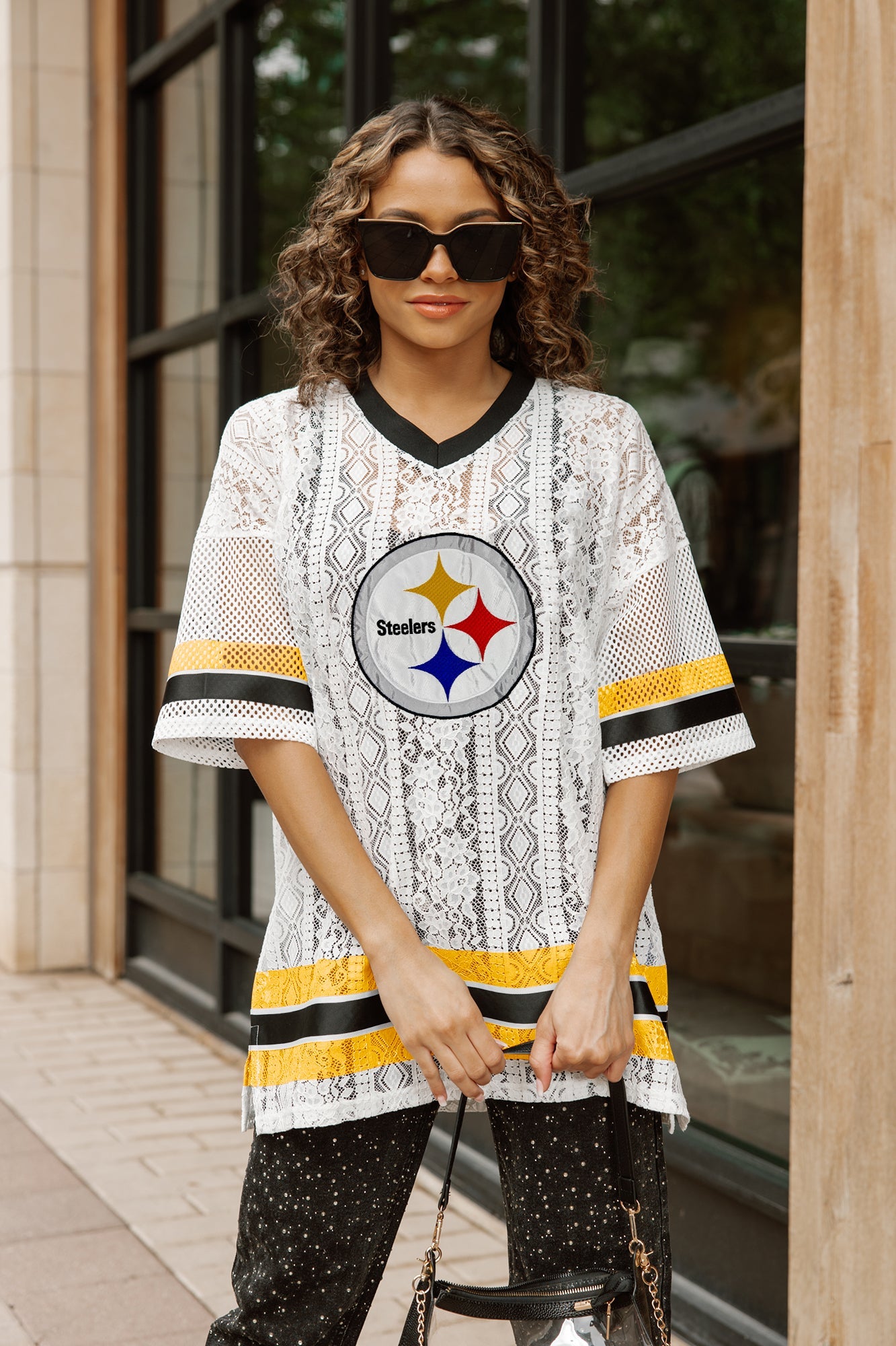 PITTSBURGH STEELERS HIGH NOTE LACE FASHION TOP