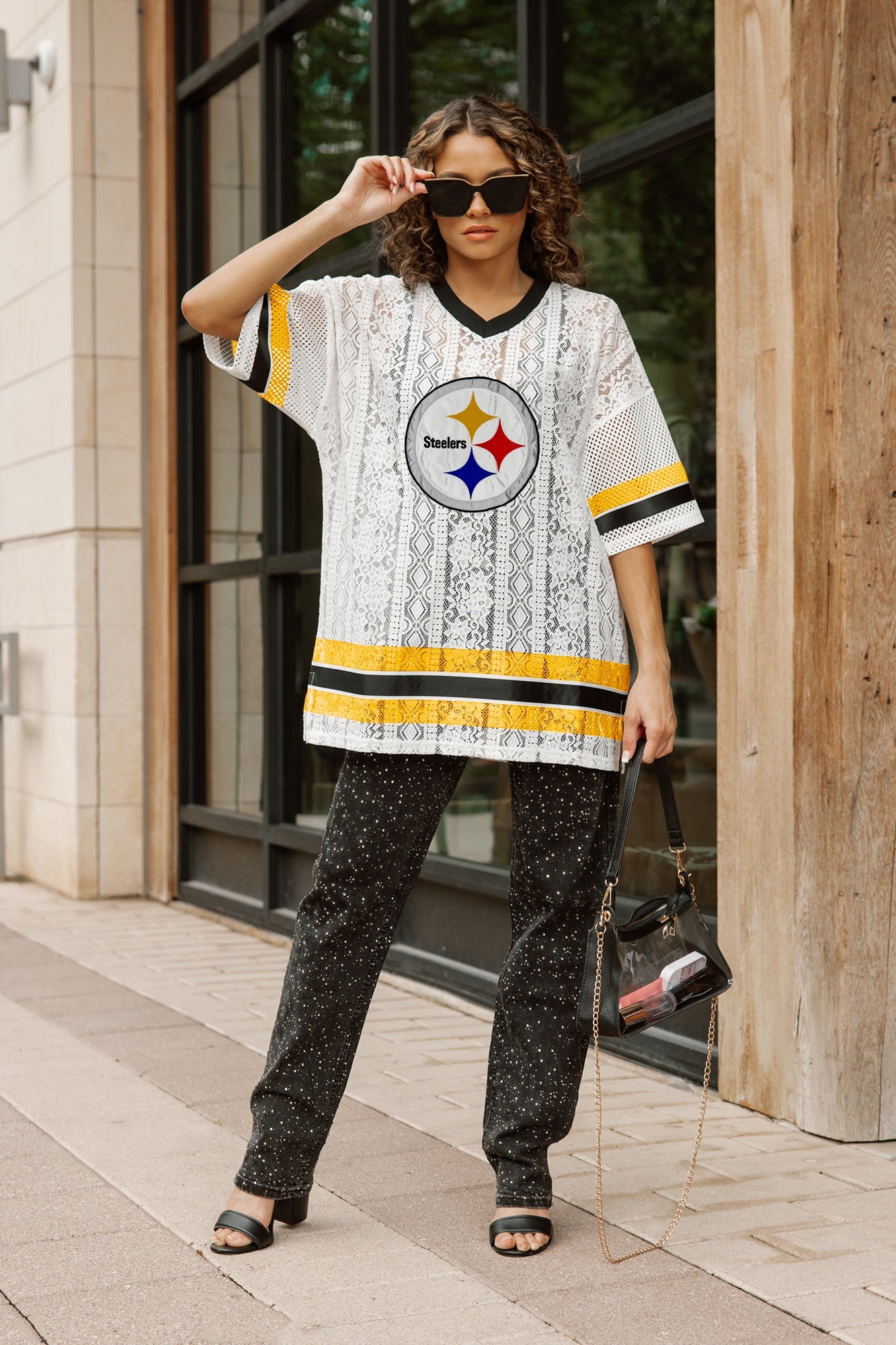 PITTSBURGH STEELERS HIGH NOTE LACE FASHION TOP