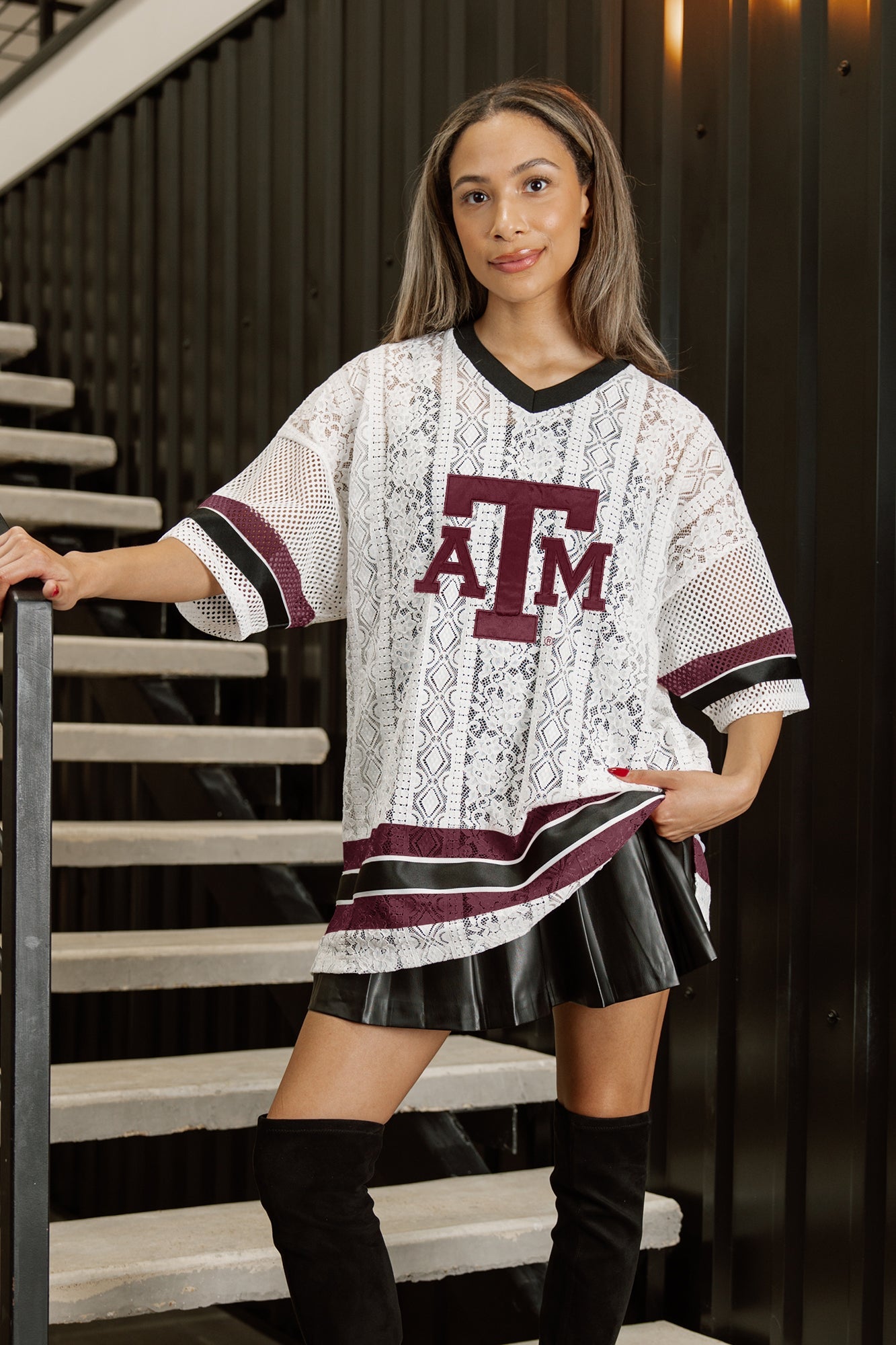 TEXAS A&M AGGIES HIGH NOTE LACE FASHION JERSEY