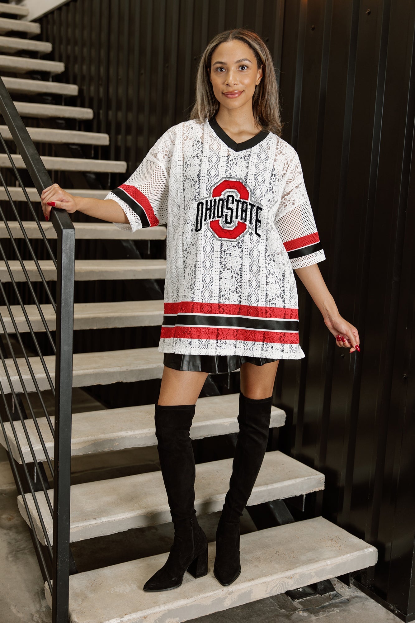 OHIO STATE BUCKEYES HIGH NOTE LACE FASHION JERSEY