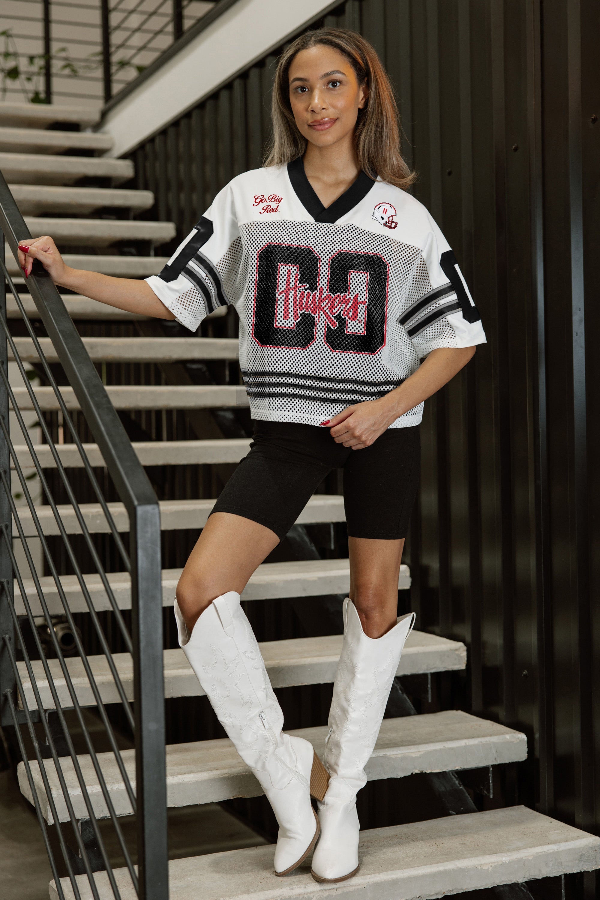NEBRASKA CORNHUSKERS TRAILBLAZER MESH CROP FASHION JERSEY