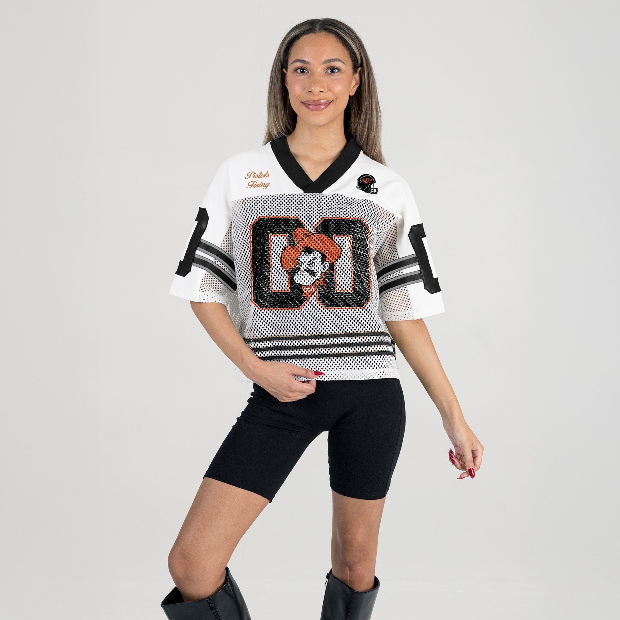 OKLAHOMA STATE COWBOYS TRAILBLAZER MESH CROP FASHION JERSEY