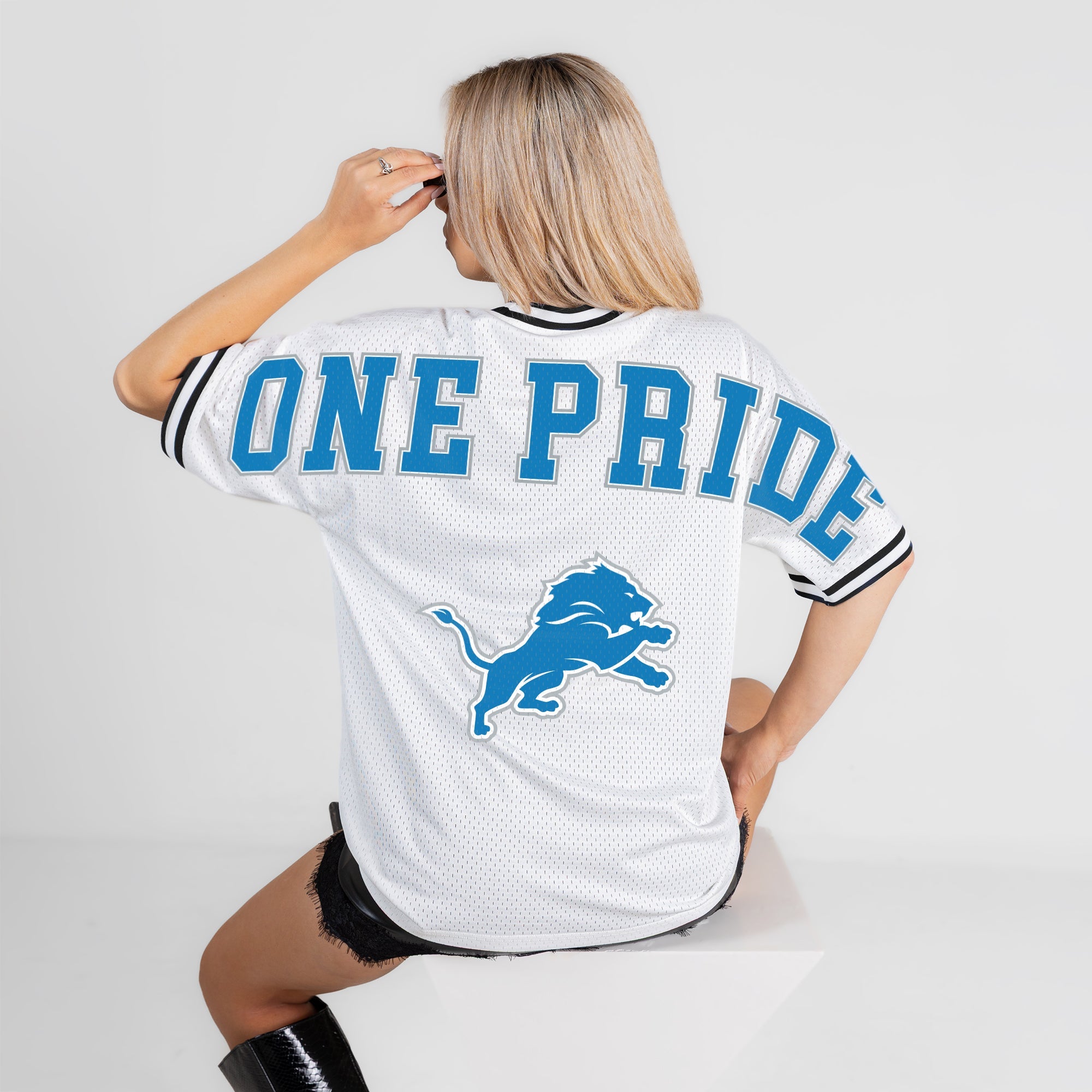 DETROIT LIONS BELIEVE THE HYPE CREWNECK FASHION JERSEY