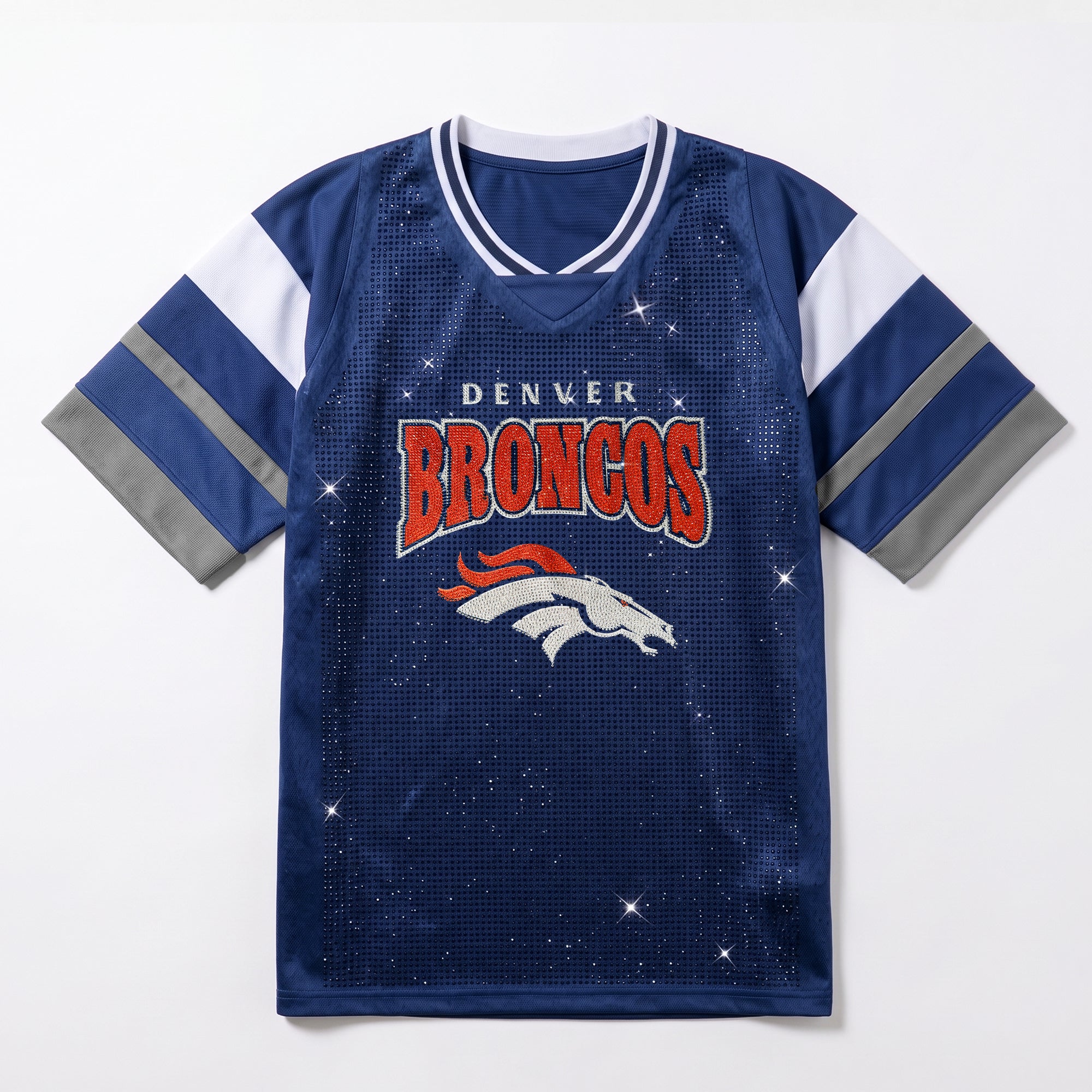 DENVER BRONCOS AMPED UP RHINESTONE FASHION TOP