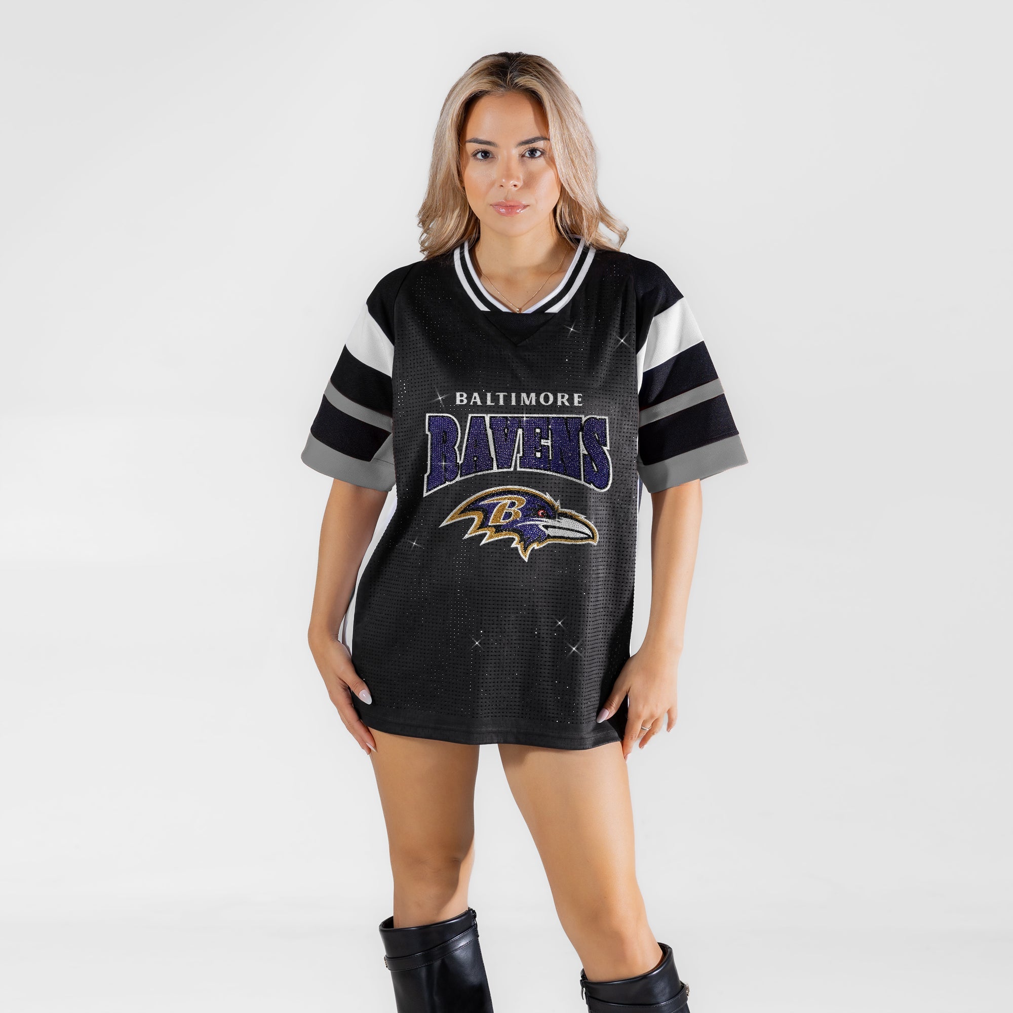 BALTIMORE RAVENS AMPED UP RHINESTONE FASHION TOP