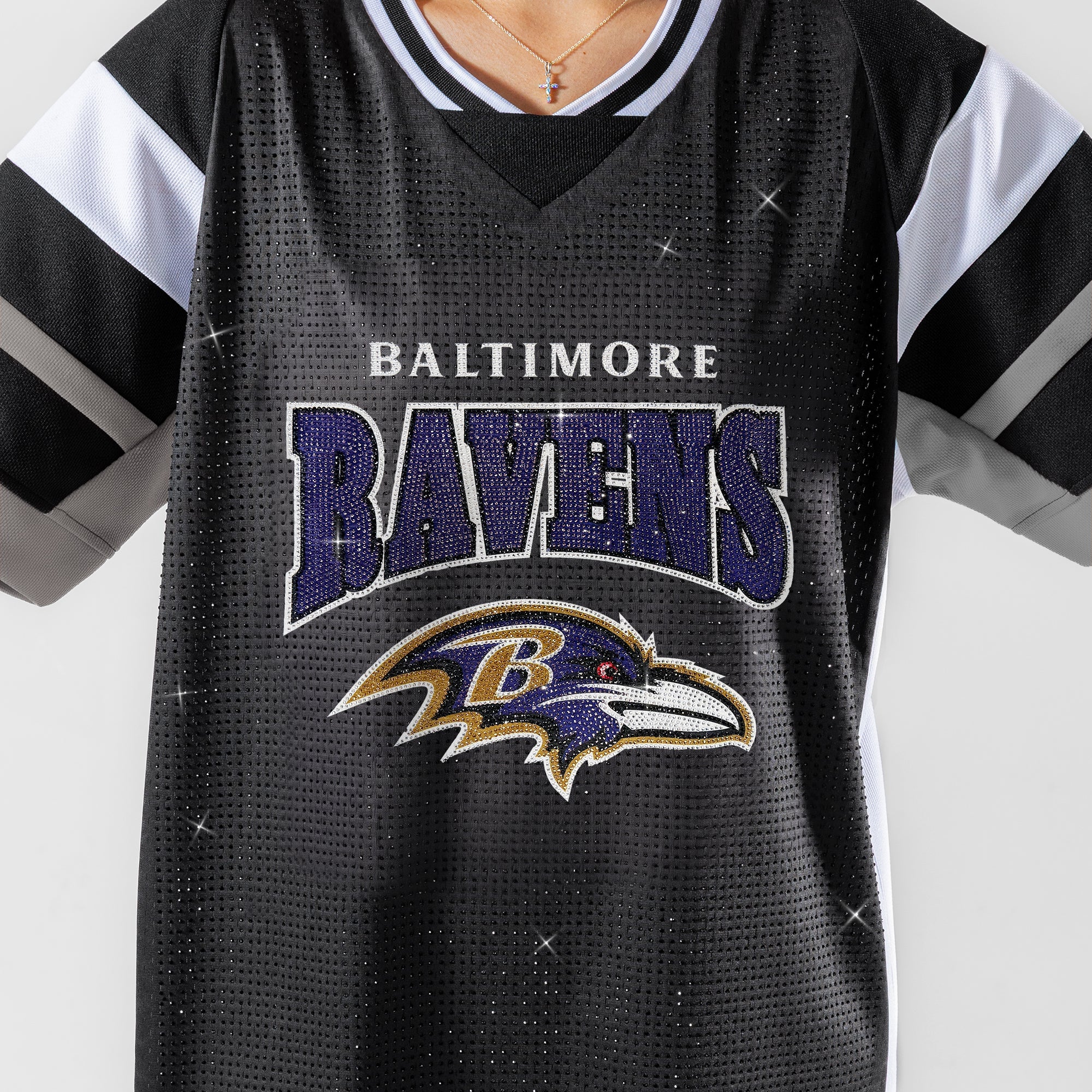 BALTIMORE RAVENS AMPED UP RHINESTONE FASHION TOP
