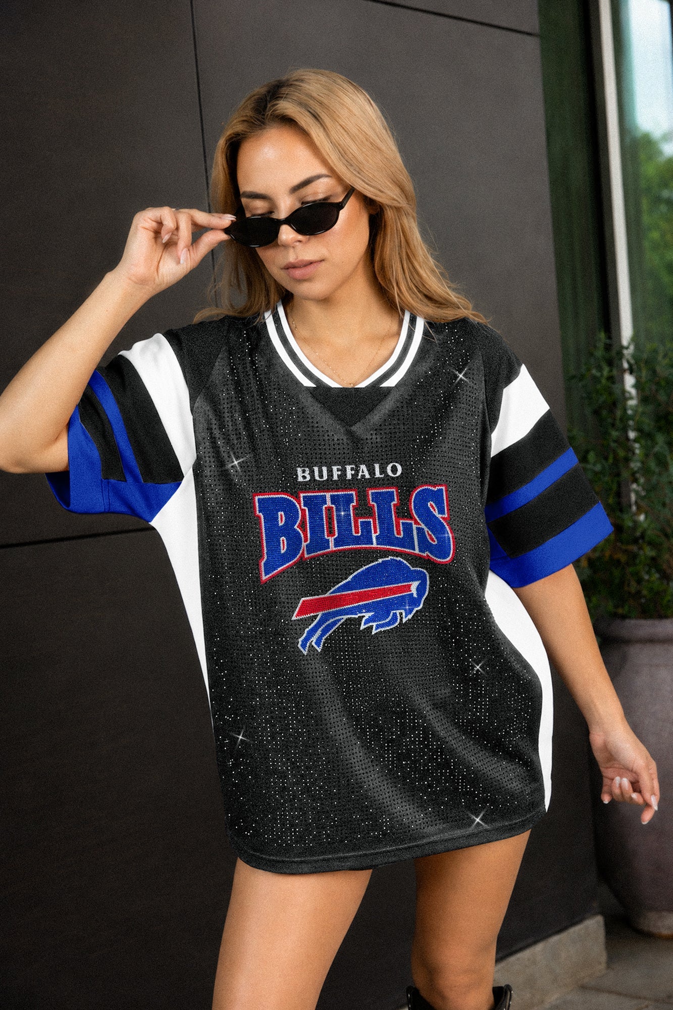 BUFFALO BILLS AMPED UP RHINESTONE FASHION TOP