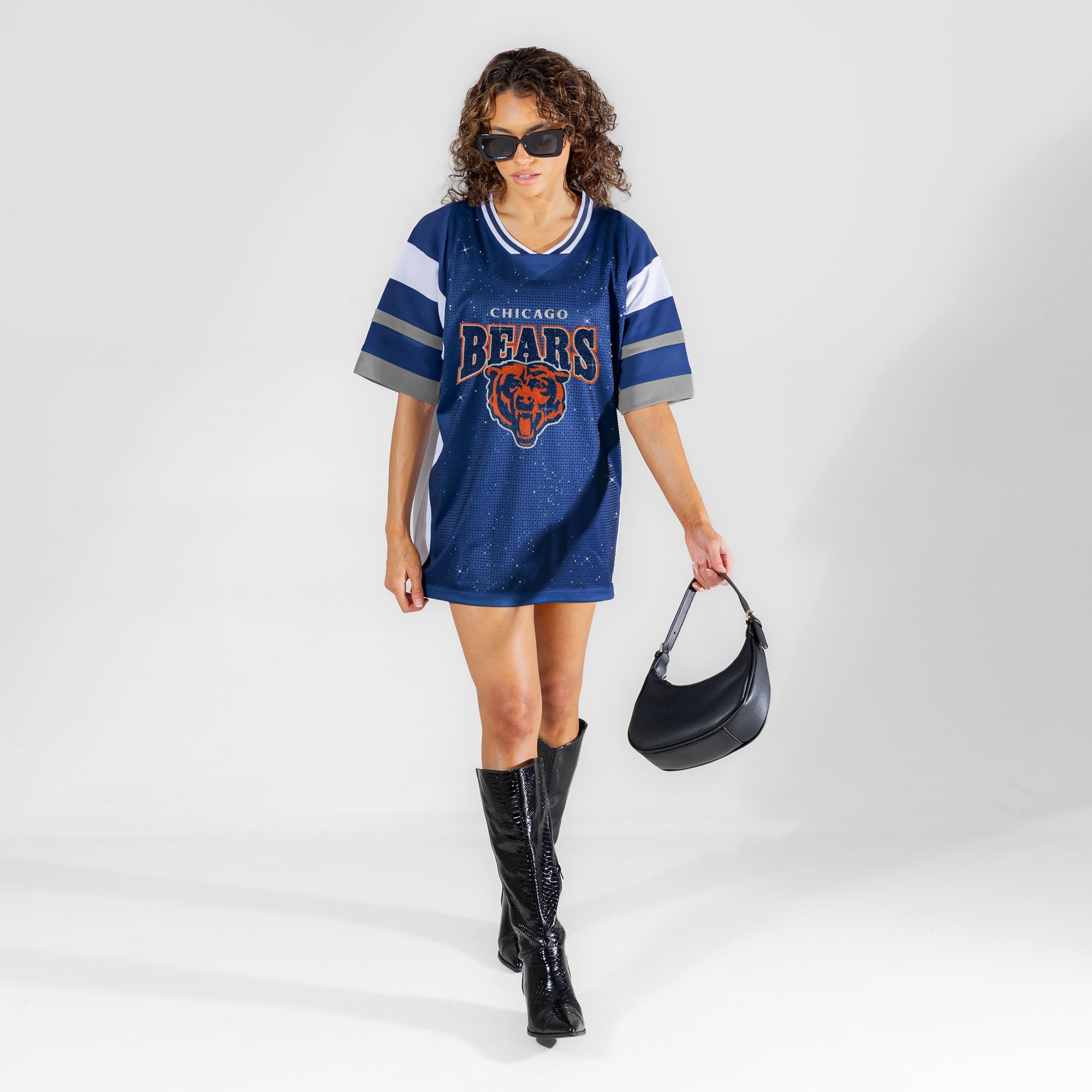CHICAGO BEARS AMPED UP RHINESTONE FASHION TOP